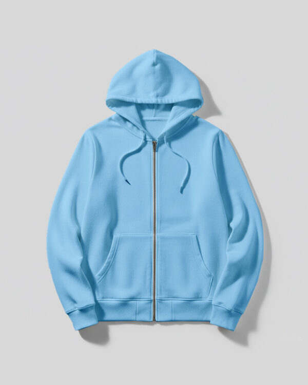 Hoodie With Zip (OE Fleece) – Lite Sky