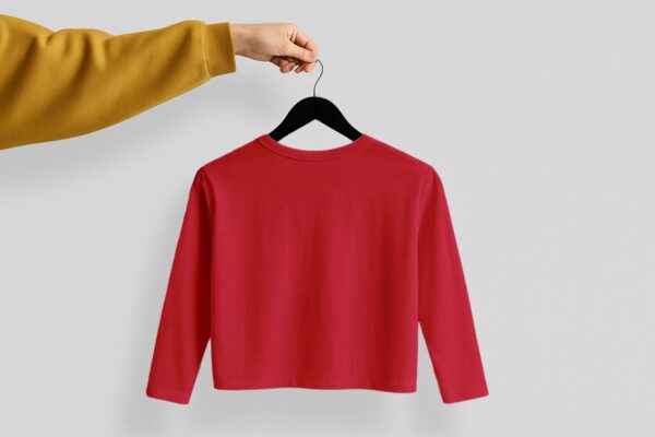 Crop Tees Full Sleeve (100% Cotton Fleece)- Red