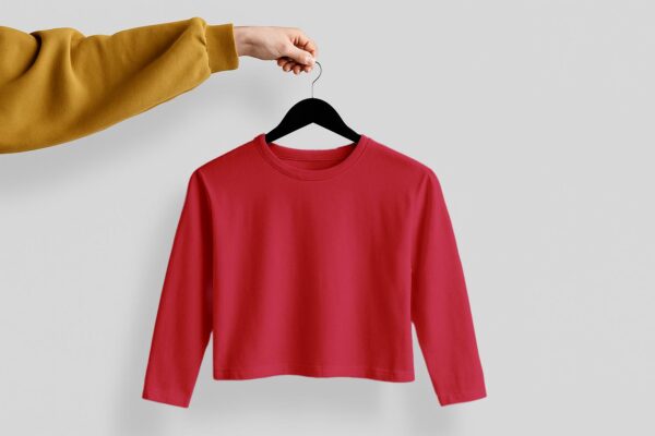 Crop Tees Full Sleeve (100% Cotton Fleece)- Red