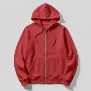 Hoodie With Zip (OE Fleece)- Red