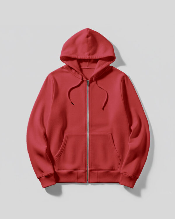 Hoodie With Zip (OE Fleece)- Red