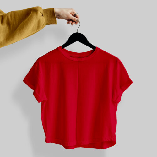 Crop Tees – (100% Cotton French Terry) - Red