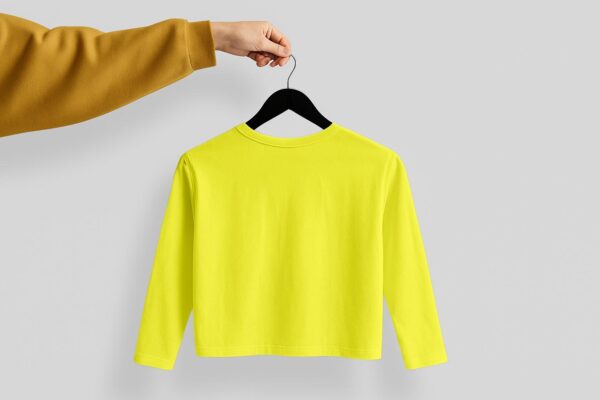 Crop Tees Full Sleeve (100% Cotton Fleece) - Lemon Yellow