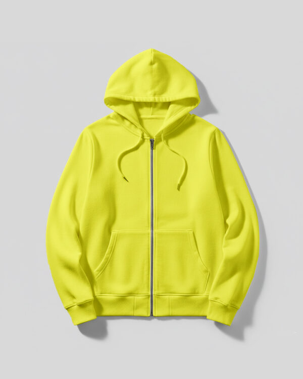 Hoodie With Zip (OE Fleece) – Lemon Yellow
