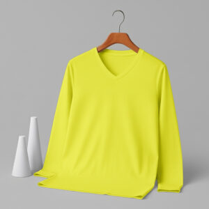 V Neck Full Sleeve (OE Single Jersey) –Lemon Yellow