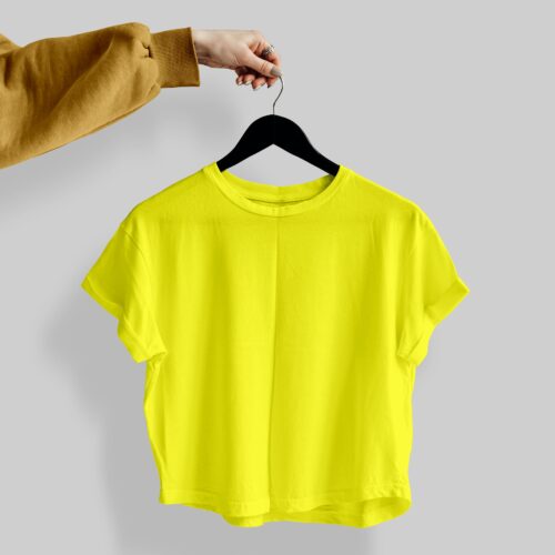 Crop Tees – (100% Cotton French Terry) - Lemon Yellow