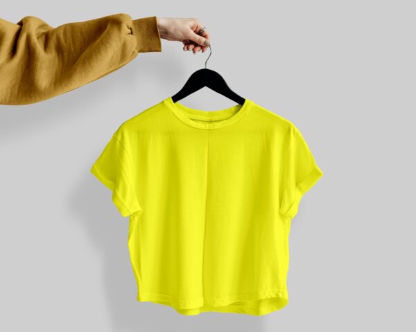 Crop Tees (100% Cotton Fleece) – Lemon Yellow
