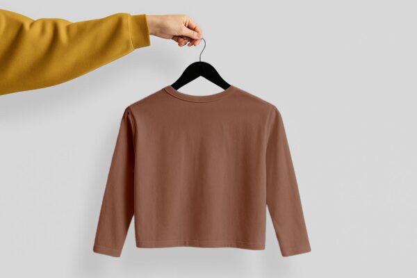 Crop Tees Full Sleeve (100% Cotton Fleece)- Brown