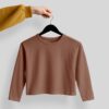 Crop Tees Full Sleeve (100% Cotton Fleece)- Brown