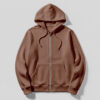 Hoodie With Zip (OE Fleece)- Brown