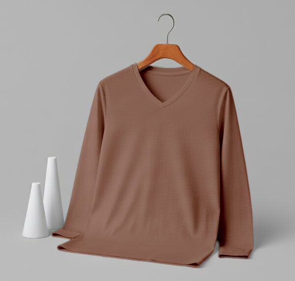 Women's V Neck Full Sleeve (OE Single Jersey) – Brown