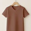 16_-V-Neck_-_Kids_-brown Kid – V Neck (OE Single Jersey)– Brown