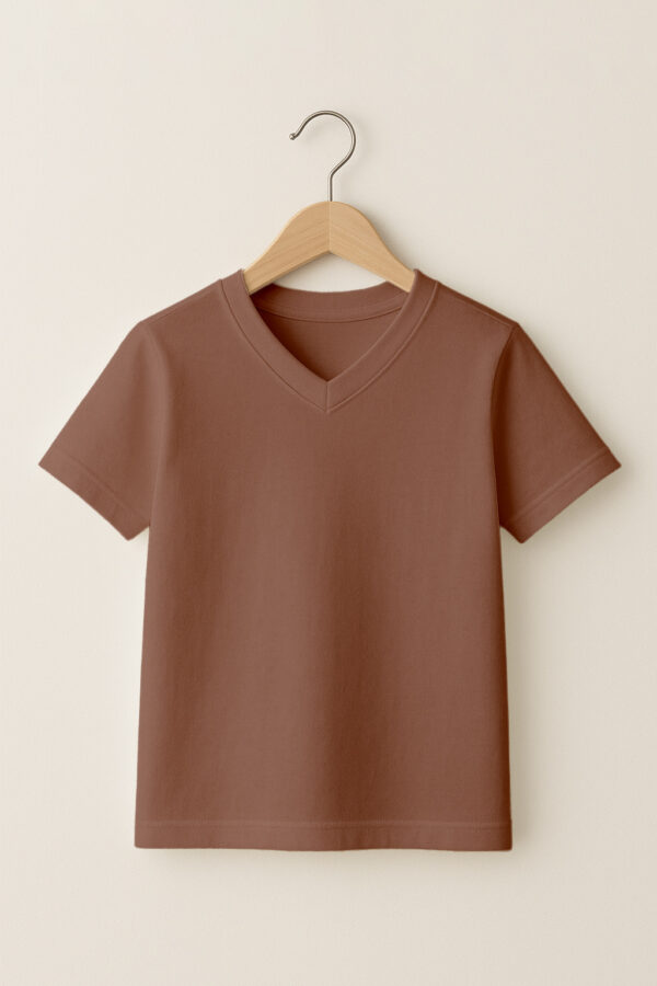 16_-V-Neck_-_Kids_-brown Kid – V Neck (OE Single Jersey)– Brown