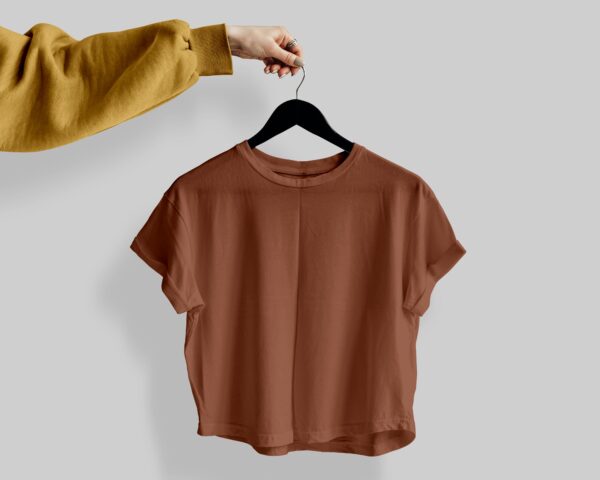 Crop Tees – (100% Cotton French Terry) - Brown