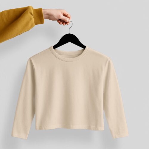 Crop Tees Full Sleeve (100% Cotton Fleece) - Sandal