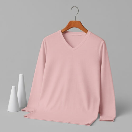 Women's V Neck Full Sleeve(OE Single Jersey) – Baby Pink