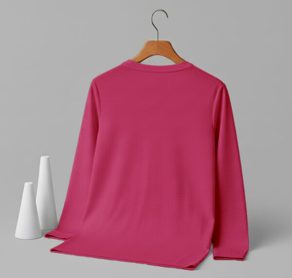 V Neck Full Sleeve(100% Cotton Single Jersey) – Rose Red