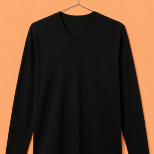V Neck Full Sleeve (100% Cotton Single Jersey) – Black
