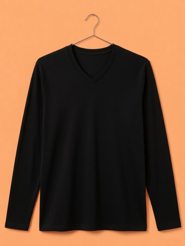 V Neck Full Sleeve (100% Cotton Single Jersey) – Black
