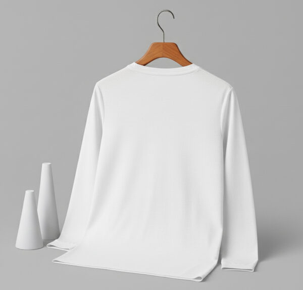 V Neck Full Sleeve(100% Cotton Single Jersey) - White
