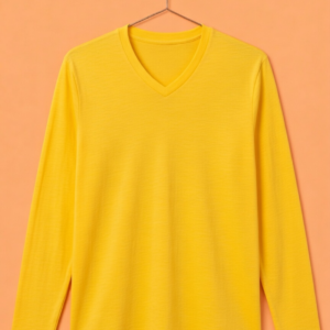 V Neck Full Sleeve(100% Cotton Single Jersey) –Lemon Yellow