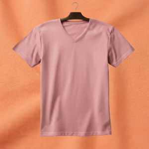 V Neck(100% Cotton Single Jersey) - Baby Pink