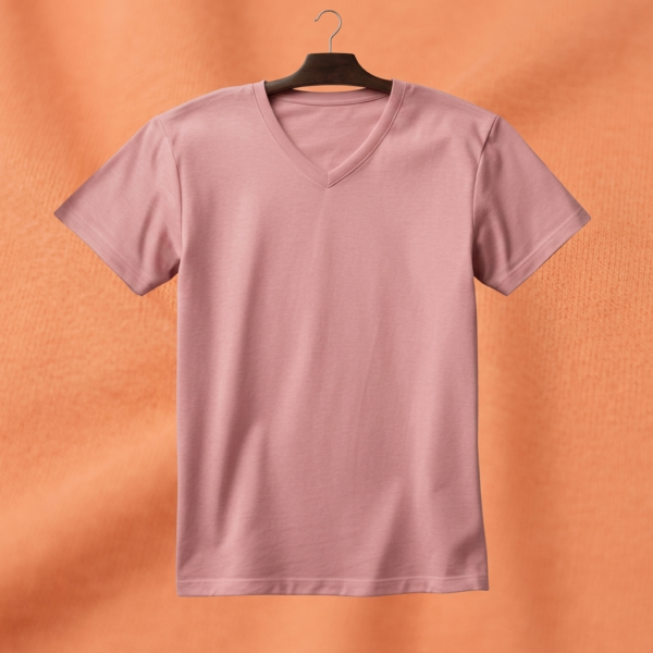 V Neck(100% Cotton Single Jersey) - Baby Pink