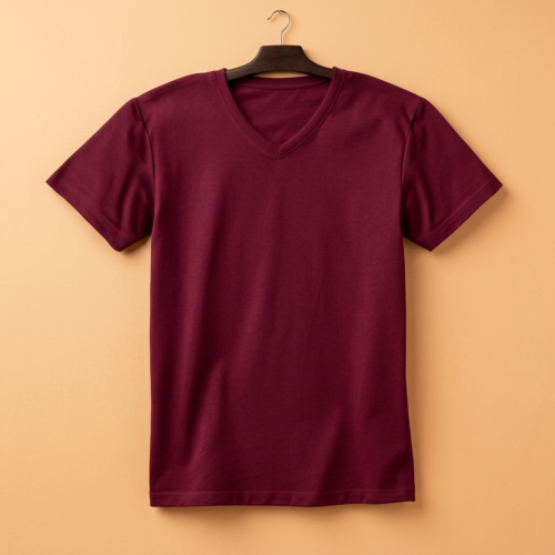 Women's V Neck(100% Cotton Single Jersey)  – Maroon