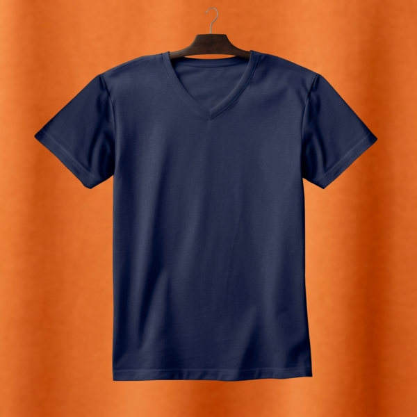 Women's V Neck(100% Cotton Single Jersey) –Navy