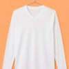 V Neck Full Sleeve(100% Cotton Single Jersey) - White