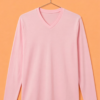V Neck Full Sleeve(100% Cotton Single Jersey) – Baby Pink