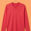 V Neck Full Sleeve(100% Cotton Single Jersey) – Rose Red