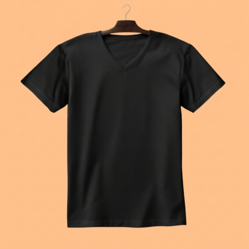 Women's V Neck(100% Cotton Single Jersey)  – Black
