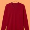 V Neck Full Sleeve(100% Cotton Single Jersey) – Red