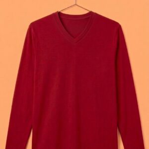 V Neck Full Sleeve(100% Cotton Single Jersey) – Red