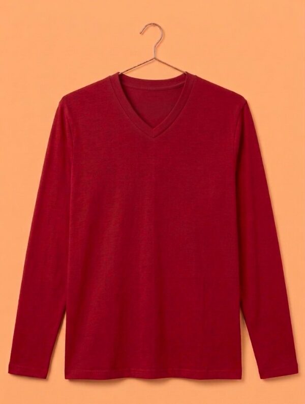 V Neck Full Sleeve(100% Cotton Single Jersey) – Red