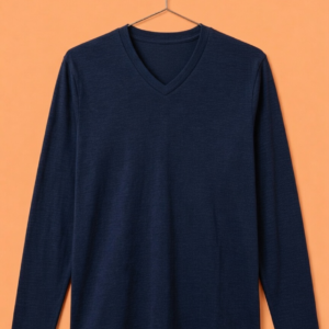 V Neck Full Sleeve(100% Cotton Single Jersey) – Navy