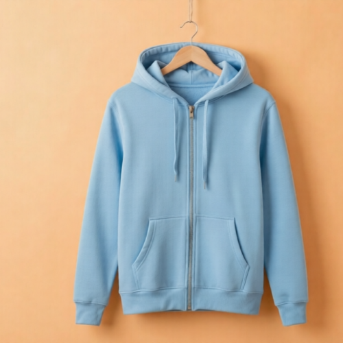 image-ezremove (1) Hoodie With Zip (100% Cotton Fleece) –Sky Blue