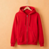 Hoodie With Zip (100% Cotton Fleece)- Red