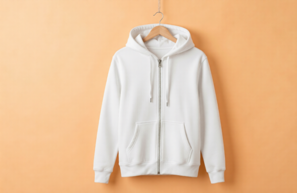 image-ezremove (4) Hoodie With Zip (100% Cotton Fleece)- White