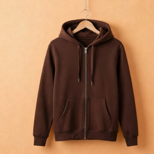 image-ezremove Hoodie With Zip (100% Cotton Fleece)- Brown
