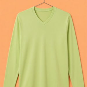 V Neck Full Sleeve(100% Cotton Single Jersey) – Pastle Mint