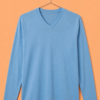 V Neck Full Sleeve(100% Cotton Single Jersey) – Sky Blue