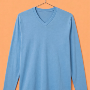 V Neck Full Sleeve(100% Cotton Single Jersey) – Sky Blue