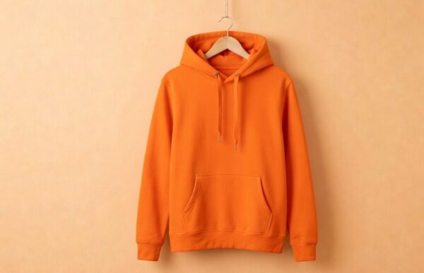 Men’s Hoodie(100% Cotton Fleece) – Lite Orange