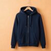 Hoodie With Zip (100% Cotton Fleece) – Navy