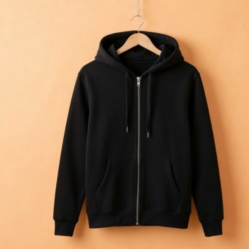wmremove-transformed6 Hoodie With Zip (100% Cotton Fleece) - Black