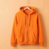 Hoodie With Zip (100% Cotton Fleece)- Orange