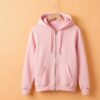Hoodie With Zip (100% Cotton Fleece)- Baby Pink