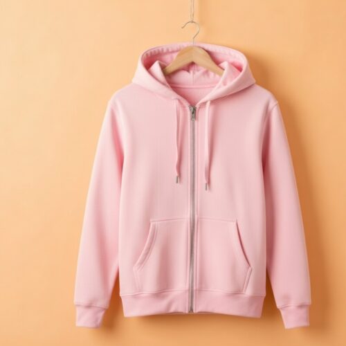 wmremove-transformed9 Hoodie With Zip (100% Cotton Fleece)- Baby Pink